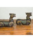 Pair of Antique Northern Thai Carved and Polychrome Mythical Guardian Animals-9. Asian & Chinese Furniture, Art, Antiques, Vintage Home Décor for sale at FEA Home