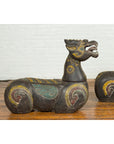 Pair of Antique Northern Thai Carved and Polychrome Mythical Guardian Animals-10. Asian & Chinese Furniture, Art, Antiques, Vintage Home Décor for sale at FEA Home