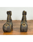 Pair of Antique Northern Thai Carved and Polychrome Mythical Guardian Animals-12. Asian & Chinese Furniture, Art, Antiques, Vintage Home Décor for sale at FEA Home