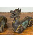 Pair of Antique Northern Thai Carved and Polychrome Mythical Guardian Animals-5. Asian & Chinese Furniture, Art, Antiques, Vintage Home Décor for sale at FEA Home