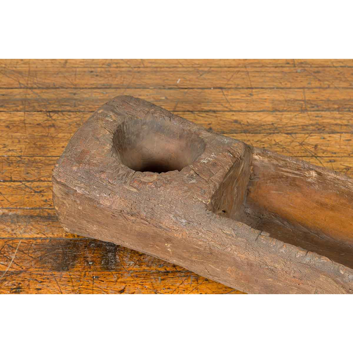 Chinese Antique 19th Century or Older Rustic Mortar with Weathered Patina-5. Asian & Chinese Furniture, Art, Antiques, Vintage Home Décor for sale at FEA Home