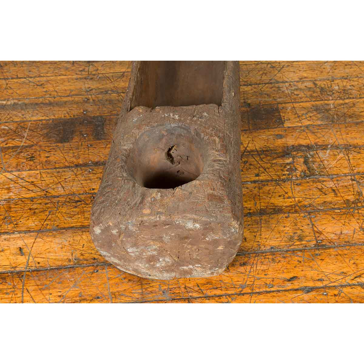 Chinese Antique 19th Century or Older Rustic Mortar with Weathered Patina-9. Asian & Chinese Furniture, Art, Antiques, Vintage Home Décor for sale at FEA Home