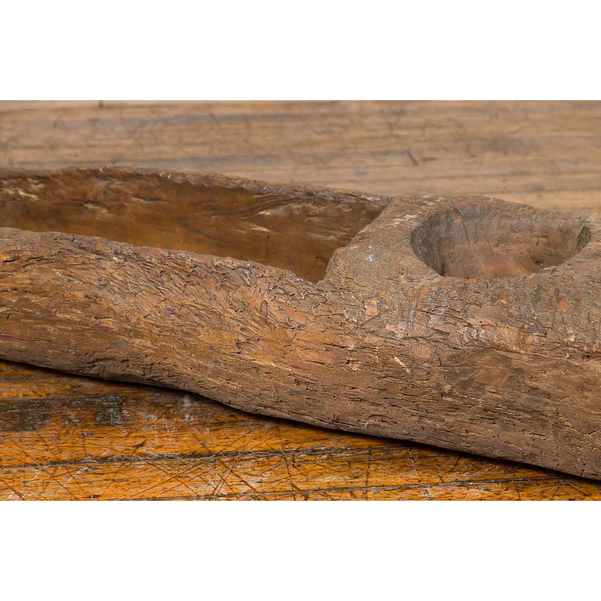 Chinese Antique 19th Century or Older Rustic Mortar with Weathered Patina-10. Asian & Chinese Furniture, Art, Antiques, Vintage Home Décor for sale at FEA Home