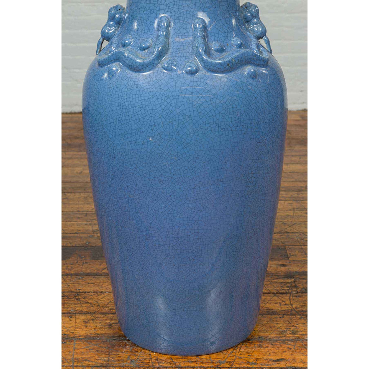 Chinese Contemporary Ceremonial Altar Vase with Crackled Blue Patina-6. Asian & Chinese Furniture, Art, Antiques, Vintage Home Décor for sale at FEA Home
