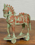 Handmade Vintage Indian Temple Horse Toy on Wheels from Madras with Spheres-2. Asian & Chinese Furniture, Art, Antiques, Vintage Home Décor for sale at FEA Home