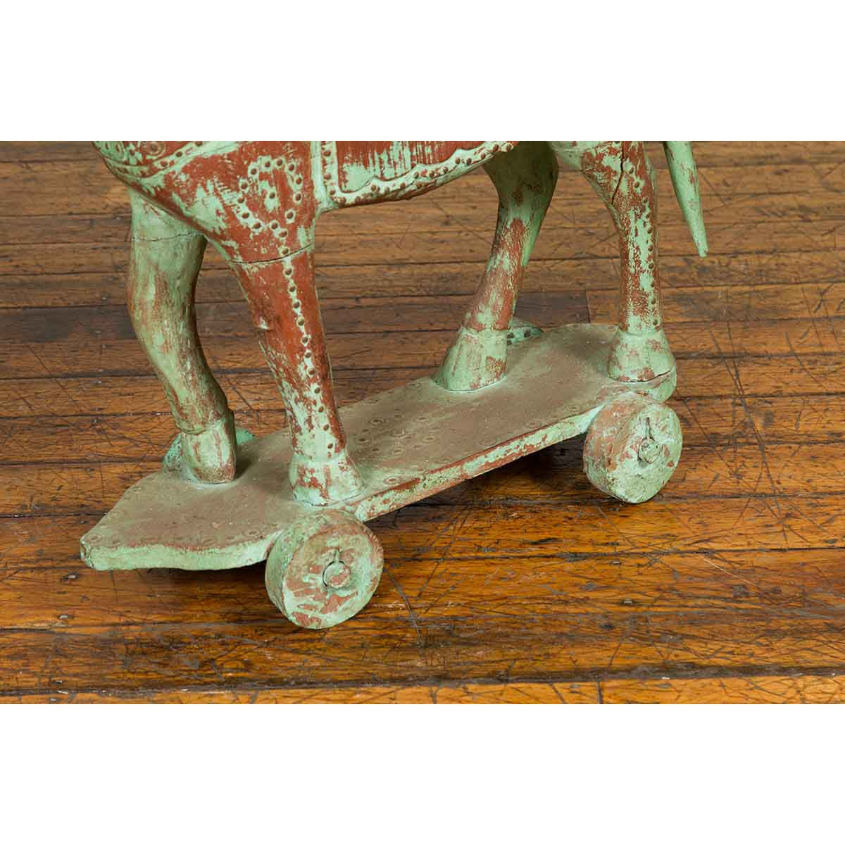Handmade Vintage Indian Temple Horse Toy on Wheels from Madras with Spheres-6. Asian & Chinese Furniture, Art, Antiques, Vintage Home Décor for sale at FEA Home
