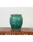 Chinese Vintage Green Glazed Vase with Raised Floral and Bird Motifs-6. Asian & Chinese Furniture, Art, Antiques, Vintage Home Décor for sale at FEA Home
