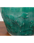 Chinese Vintage Green Glazed Vase with Raised Floral and Bird Motifs-9. Asian & Chinese Furniture, Art, Antiques, Vintage Home Décor for sale at FEA Home