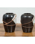 Large Thai Exterior Flower Vase with Black Patina, Rope and Newspaper Motifs-10. Asian & Chinese Furniture, Art, Antiques, Vintage Home Décor for sale at FEA Home