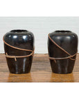 Large Thai Exterior Flower Vase with Black Patina, Rope and Newspaper Motifs-11. Asian & Chinese Furniture, Art, Antiques, Vintage Home Décor for sale at FEA Home