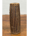 Antique Indonesian Slender Freestanding Wooden Drum with Leather Drumhead-4. Asian & Chinese Furniture, Art, Antiques, Vintage Home Décor for sale at FEA Home