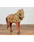 Vintage Indian Carved Wooden Horse from Madras with Yellow and Red Patina-9. Asian & Chinese Furniture, Art, Antiques, Vintage Home Décor for sale at FEA Home