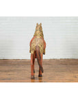 Vintage Indian Carved Wooden Horse from Madras with Yellow and Red Patina-11. Asian & Chinese Furniture, Art, Antiques, Vintage Home Décor for sale at FEA Home