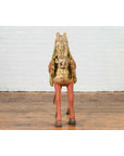 Vintage Indian Carved Wooden Horse from Madras with Yellow and Red Patina-8. Asian & Chinese Furniture, Art, Antiques, Vintage Home Décor for sale at FEA Home