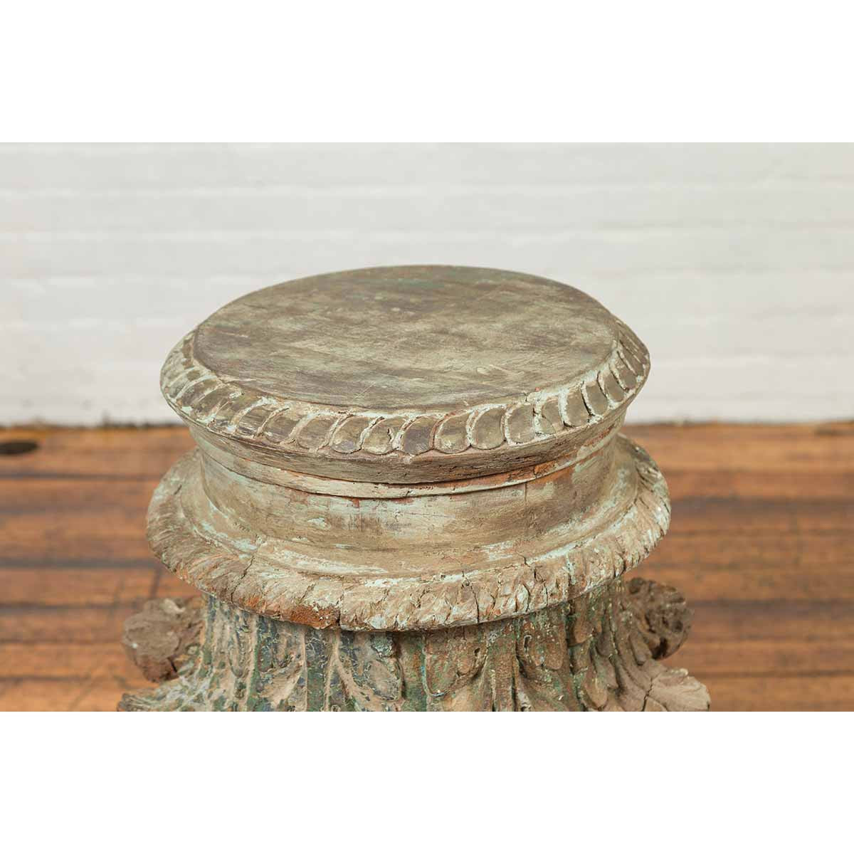 Antique Indian Corinthian Temple Capital Carving with Distressed Patina-5. Asian & Chinese Furniture, Art, Antiques, Vintage Home Décor for sale at FEA Home