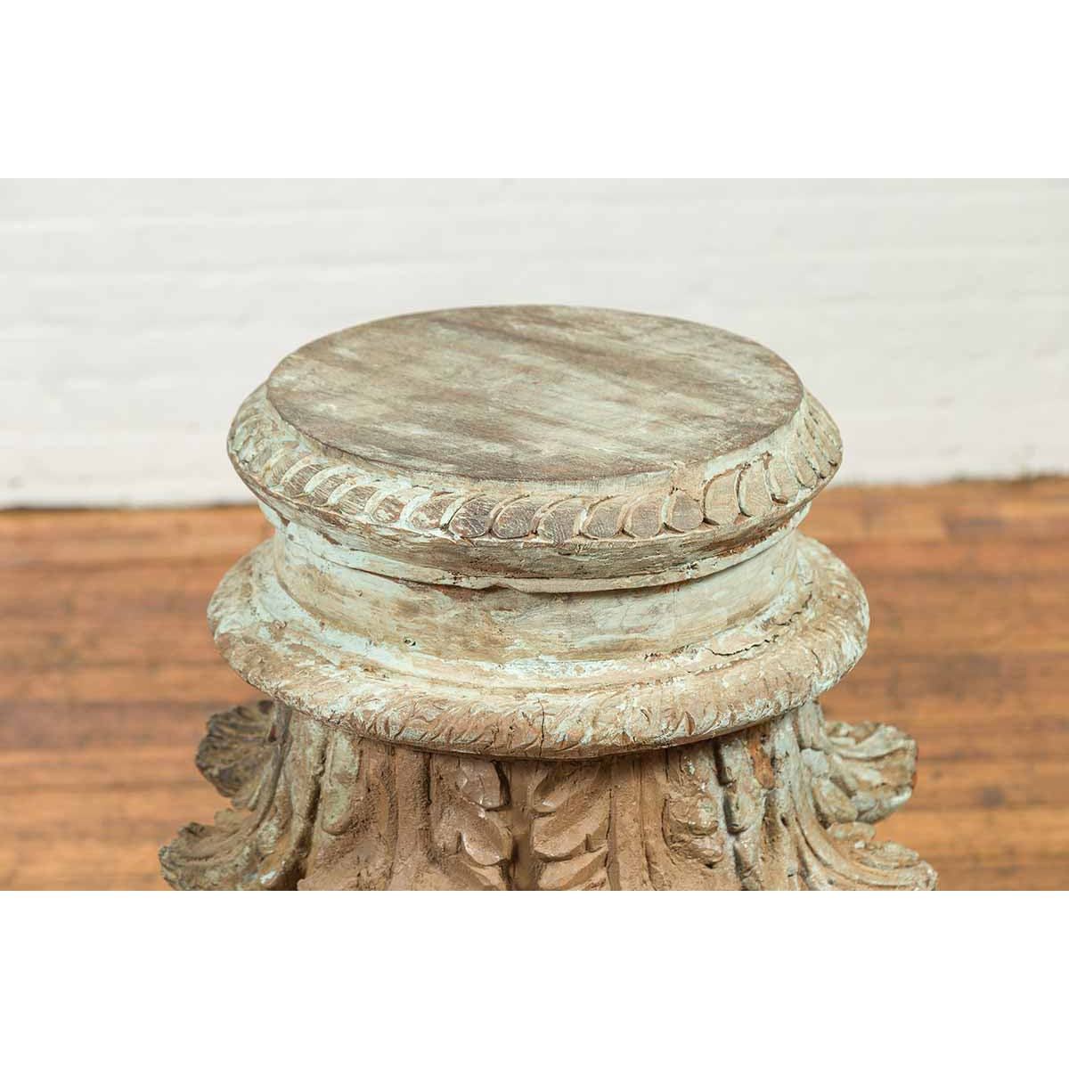 Indian Antique Corinthian Temple Capital Carving with Distressed Patina-9. Asian & Chinese Furniture, Art, Antiques, Vintage Home Décor for sale at FEA Home