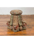 Indian Antique Temple Foliage Carved Capital with Original Green and Red Paint-11. Asian & Chinese Furniture, Art, Antiques, Vintage Home Décor for sale at FEA Home
