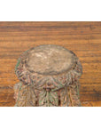 Indian Antique Temple Foliage Carved Capital with Original Green and Red Paint-5. Asian & Chinese Furniture, Art, Antiques, Vintage Home Décor for sale at FEA Home