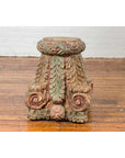 Indian Antique Temple Foliage Carved Capital with Original Green and Red Paint-10. Asian & Chinese Furniture, Art, Antiques, Vintage Home Décor for sale at FEA Home