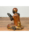 20th Century Thai Temple Ceremonial Lacquered and Gilt Kneeling Monk Sculpture-10. Asian & Chinese Furniture, Art, Antiques, Vintage Home Décor for sale at FEA Home