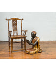 20th Century Thai Temple Ceremonial Lacquered and Gilt Kneeling Monk Sculpture-15. Asian & Chinese Furniture, Art, Antiques, Vintage Home Décor for sale at FEA Home
