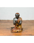 20th Century Thai Temple Ceremonial Lacquered and Gilt Kneeling Monk Sculpture-3. Asian & Chinese Furniture, Art, Antiques, Vintage Home Décor for sale at FEA Home