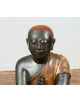 20th Century Thai Temple Ceremonial Lacquered and Gilt Kneeling Monk Sculpture-7. Asian & Chinese Furniture, Art, Antiques, Vintage Home Décor for sale at FEA Home