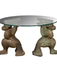 Vintage Bronze Double Monkey Coffee Table Base with Verde Patina-1. Asian & Chinese Furniture, Art, Antiques, Vintage Home Décor for sale at FEA Home