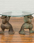 Vintage Bronze Double Monkey Coffee Table Base with Verde Patina-2. Asian & Chinese Furniture, Art, Antiques, Vintage Home Décor for sale at FEA Home