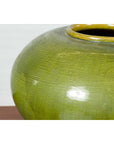 Chinese Contemporary Olive Green Circular Urn with Porcelain Glaze-8. Asian & Chinese Furniture, Art, Antiques, Vintage Home Décor for sale at FEA Home