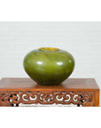 Chinese Contemporary Olive Green Circular Urn with Porcelain Glaze-12. Asian & Chinese Furniture, Art, Antiques, Vintage Home Décor for sale at FEA Home