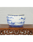 Japanese Meiji Period 19th Century Blue and White Round Porcelain Planter-8. Asian & Chinese Furniture, Art, Antiques, Vintage Home Décor for sale at FEA Home