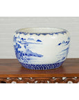 Japanese Meiji Period 19th Century Blue and White Round Porcelain Planter-12. Asian & Chinese Furniture, Art, Antiques, Vintage Home Décor for sale at FEA Home