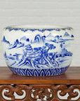 Japanese Meiji Period 19th Century Blue and White Round Porcelain Planter-7. Asian & Chinese Furniture, Art, Antiques, Vintage Home Décor for sale at FEA Home