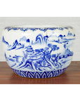 Japanese Meiji Period 19th Century Blue and White Round Porcelain Planter-2. Asian & Chinese Furniture, Art, Antiques, Vintage Home Décor for sale at FEA Home