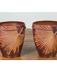 Large Contemporary Thai Garnet Toned Planter with Palm Leaf and Rope Motifs-12. Asian & Chinese Furniture, Art, Antiques, Vintage Home Décor for sale at FEA Home