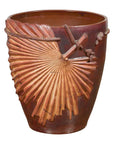 Large Contemporary Thai Garnet Toned Planter with Palm Leaf and Rope Motifs-1. Asian & Chinese Furniture, Art, Antiques, Vintage Home Décor for sale at FEA Home