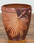 Large Contemporary Thai Garnet Toned Planter with Palm Leaf and Rope Motifs-2. Asian & Chinese Furniture, Art, Antiques, Vintage Home Décor for sale at FEA Home