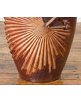 Large Contemporary Thai Garnet Toned Planter with Palm Leaf and Rope Motifs-5. Asian & Chinese Furniture, Art, Antiques, Vintage Home Décor for sale at FEA Home