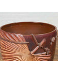 Large Contemporary Thai Garnet Toned Planter with Palm Leaf and Rope Motifs-7. Asian & Chinese Furniture, Art, Antiques, Vintage Home Décor for sale at FEA Home