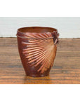 Large Contemporary Thai Garnet Toned Planter with Palm Leaf and Rope Motifs-8. Asian & Chinese Furniture, Art, Antiques, Vintage Home Décor for sale at FEA Home