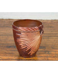 Large Contemporary Thai Garnet Toned Planter with Palm Leaf and Rope Motifs-9. Asian & Chinese Furniture, Art, Antiques, Vintage Home Décor for sale at FEA Home