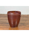 Large Contemporary Thai Garnet Toned Planter with Palm Leaf and Rope Motifs-10. Asian & Chinese Furniture, Art, Antiques, Vintage Home Décor for sale at FEA Home