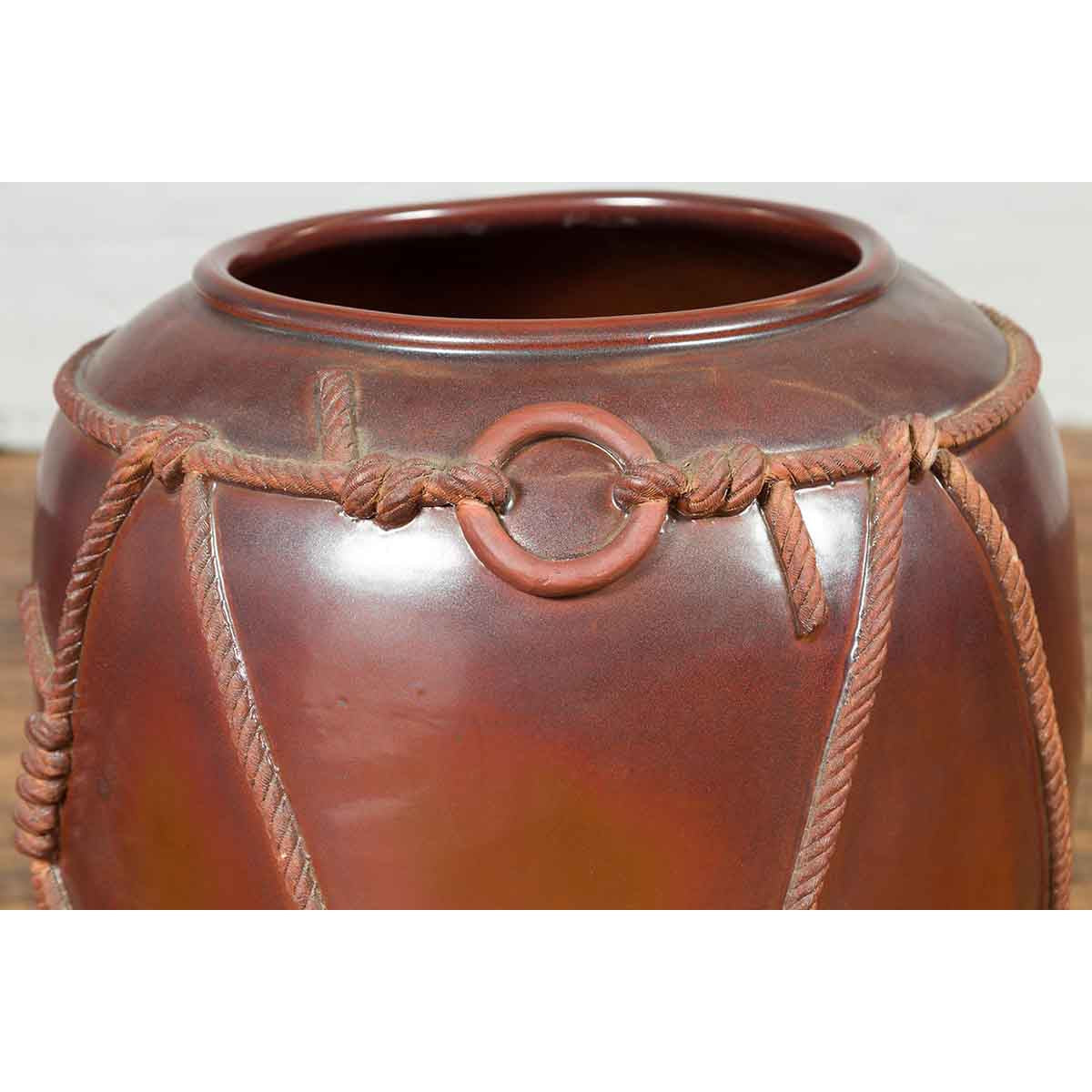 Large Contemporary Thai Monochrome Planter with Rope Accents-7. Asian & Chinese Furniture, Art, Antiques, Vintage Home Décor for sale at FEA Home