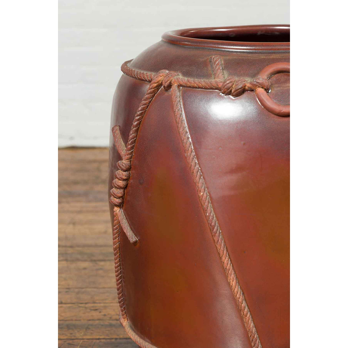 Large Contemporary Thai Monochrome Planter with Rope Accents-8. Asian & Chinese Furniture, Art, Antiques, Vintage Home Décor for sale at FEA Home