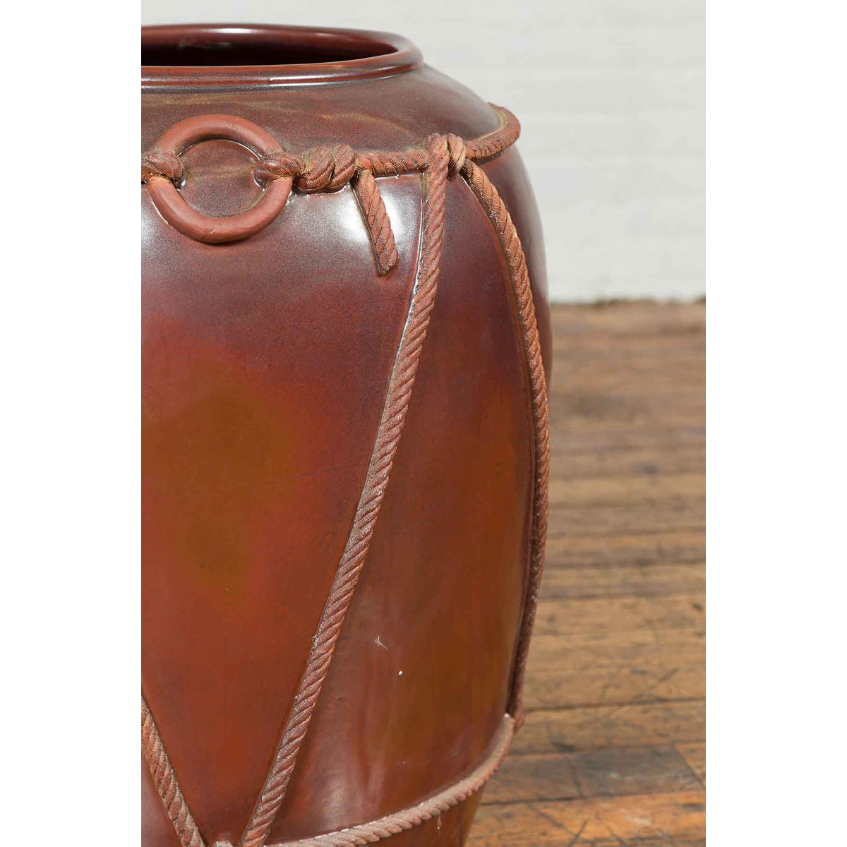 Large Contemporary Thai Monochrome Planter with Rope Accents-9. Asian & Chinese Furniture, Art, Antiques, Vintage Home Décor for sale at FEA Home