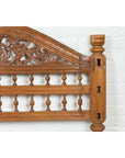 Vintage Carved Indonesian Headboard with Scrolling Foliage and Petite Balusters-7. Asian & Chinese Furniture, Art, Antiques, Vintage Home Décor for sale at FEA Home