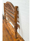 Vintage Carved Indonesian Headboard with Scrolling Foliage and Petite Balusters-9. Asian & Chinese Furniture, Art, Antiques, Vintage Home Décor for sale at FEA Home