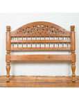 Vintage Carved Indonesian Headboard with Scrolling Foliage and Petite Balusters-3. Asian & Chinese Furniture, Art, Antiques, Vintage Home Décor for sale at FEA Home