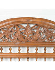 Vintage Carved Indonesian Headboard with Scrolling Foliage and Petite Balusters-5. Asian & Chinese Furniture, Art, Antiques, Vintage Home Décor for sale at FEA Home